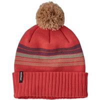 Patagonia Youth Powder Town Beanie - Forest Stripe Knit / Sumac Red (FSRE)